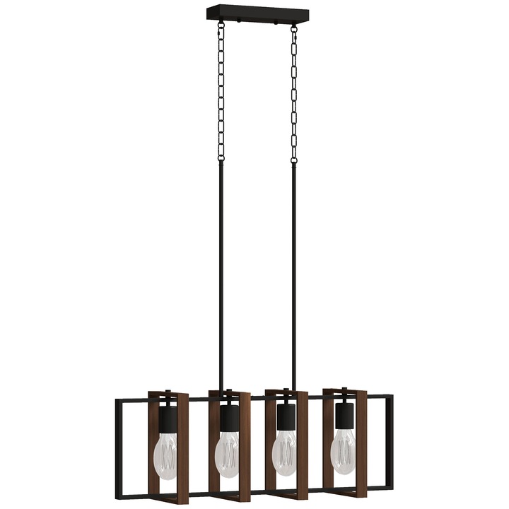 HOMCOM Candelabru Rustic cu 4 Cadre Rotative si Lant Reglabil, 80x21x90-130 cm, Negru si Maro