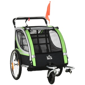 Remorca Bicicleta pentru Copii, HOMCOM, Otel, tesatura Oxford,142 x 75 x 101 cm, Verde