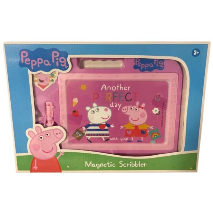 Peppa malac mágneses rajztábla gyerekeknek, tollal és törlőgombbal, ideális íráshoz és rajzoláshoz, rózsaszín, Peppa Pig