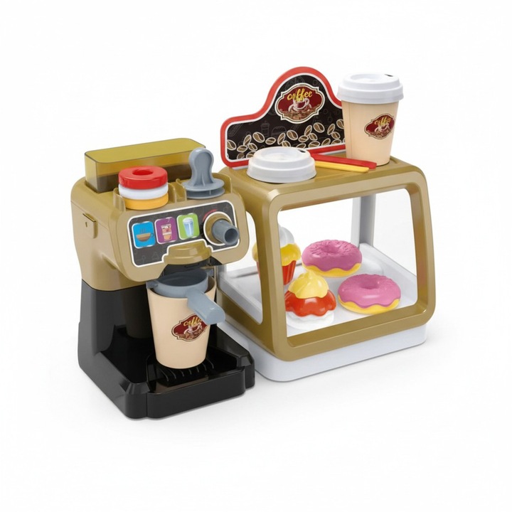 Set aparat de cafea si vitrina de dulciuri, pentru copii 3+, MASTPAD