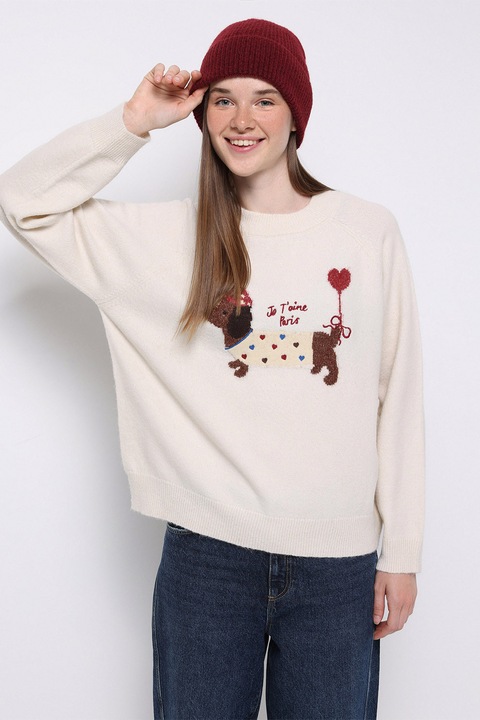 COLIN'S, Pulover lejer cu imprimeu grafic, Crem