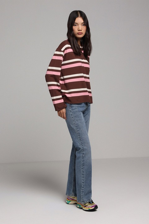 COLIN'S, Blugi cu talie medie si aspect decolorat, Albastru deschis