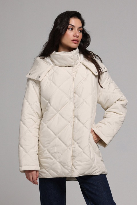 COLIN'S, Geaca matlasata cu guler inalt, Crem