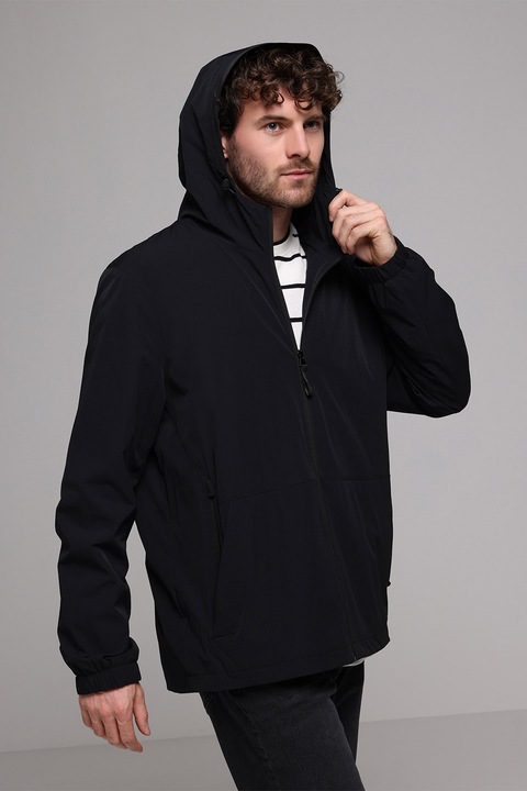 COLIN'S, Jacheta lejera cu fermoar si gluga, Negru