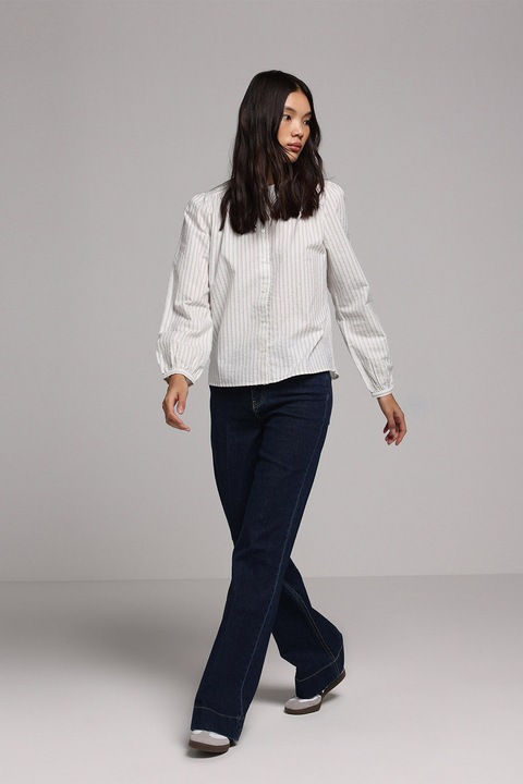 COLIN'S, Camasa-tunica de bumbac cu dungi, Alb, L