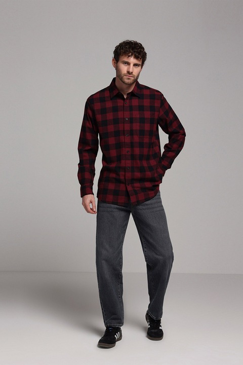 COLIN'S, Camasa de bumbac in carouri, Visiniu/Negru