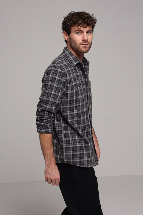 COLIN'S, Camasa de bumbac in carouri, Alb/Gri