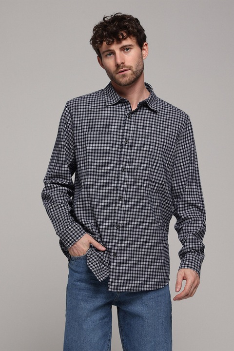 COLIN'S, Camasa de bumbac in carouri, Alb/Bleumarin