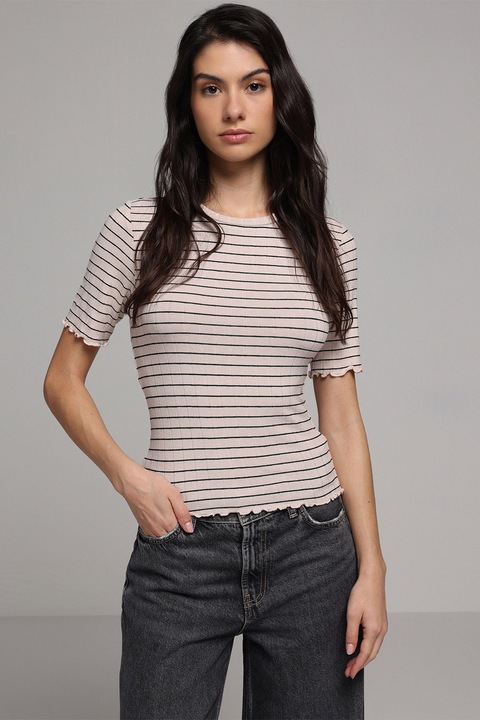 COLIN'S, Tricou slim fit cu dungi, Bej