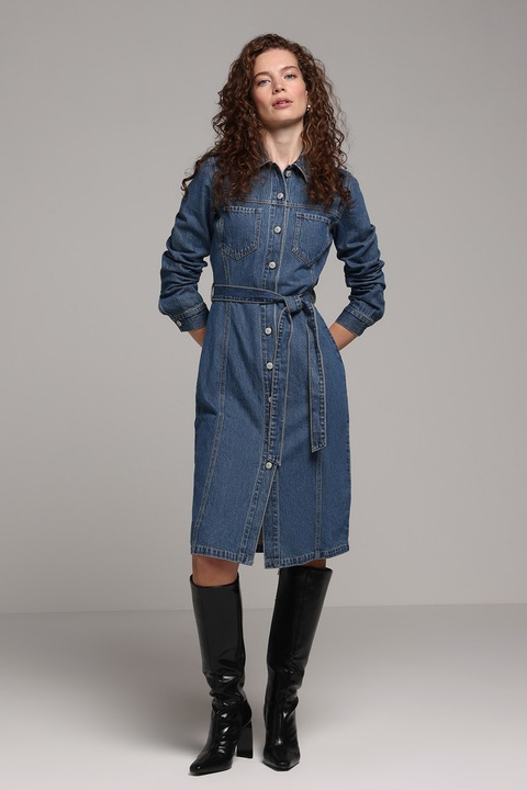 Colin's, Rochie-camasa din denim cu cordon, Albastru