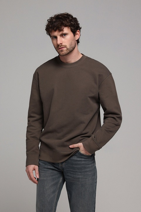 COLIN'S, Bluza de trening uni din bumbac, Maro inchis