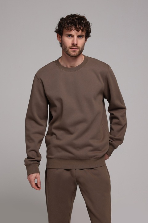 COLIN'S, Bluza de trening uni cu decolteu la baza gatului, Maro pamantiu