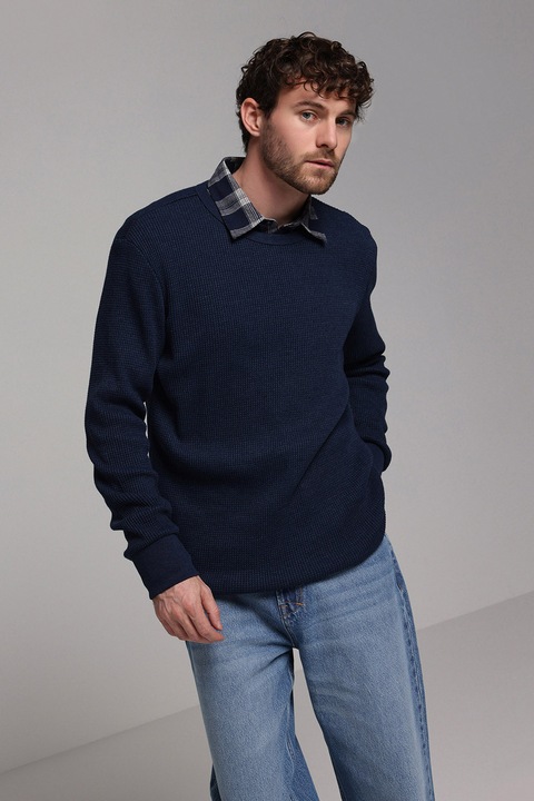 COLIN'S, Pulover uni cu decolteu rotund, Albastru inchis