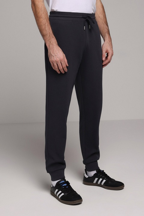 COLIN'S, Pantaloni de trening cu snur si terminatii elastice, Negru stins