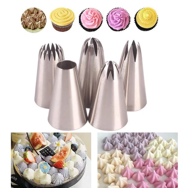 Set 5 Ustensile Ornare Prajituri, Inox Reutilizabil, Diverse Tipuri pentru Decorare Torturi