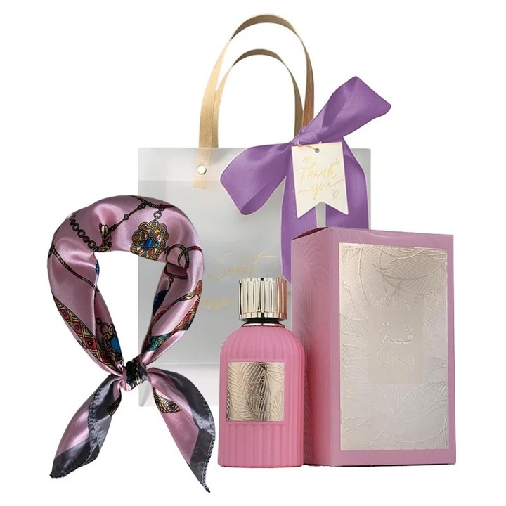 Qissa Pink Oriental Collection Paris Corner, Eau de Parfum, Nők, 100 ml + Szatén sál + Ajándéktáska szett