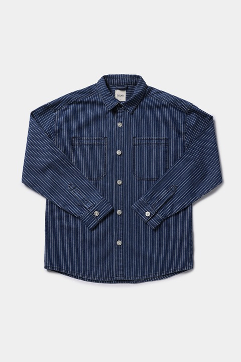 COLIN'S, Camasa cu dungi si guler clasic, Albastru ultramarin