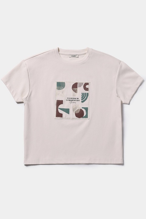 COLIN'S, Tricou cu imprimeu frontal, Crem