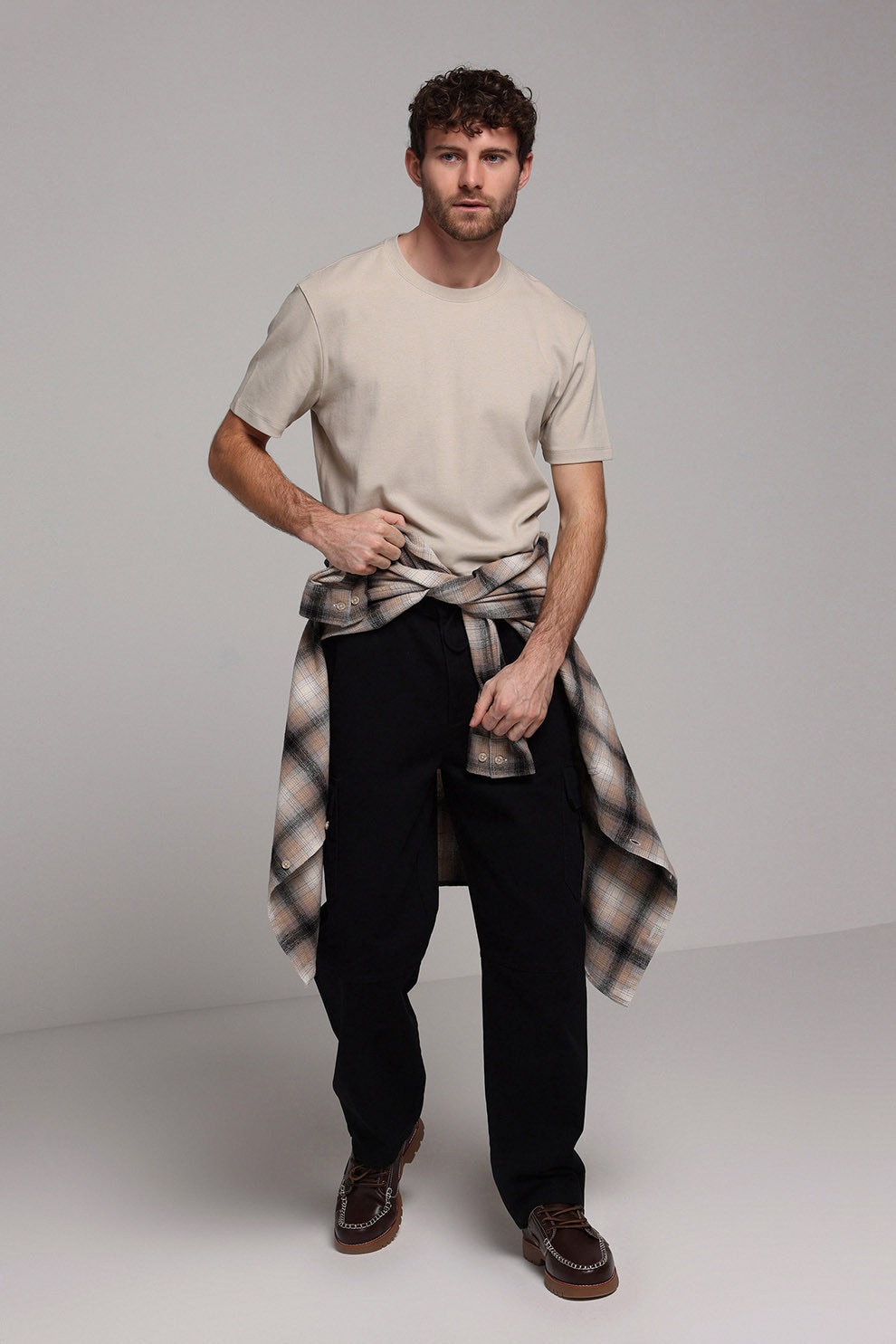 COLIN'S, Tricou uni de bumbac, Bej deschis, L