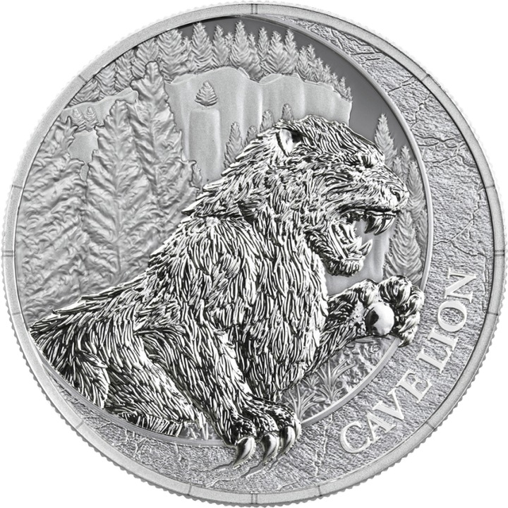 Moneda Argint Megafauna – Cave Lion, 1 Oz, 31.1 g, puritate 999