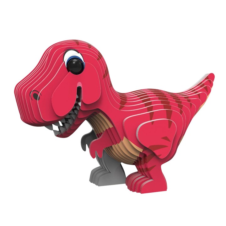 3D пъзел за деца, Тиранозавър рекс, червен, 11x4x18.5см