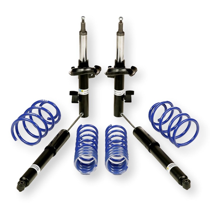 Suspensie cu ridicare incrucisata Heico Sportiv pentru Volvo V60 (2011-2018), garda la sol ridicata 30mm, amortizoare din inox, arcuri albastre