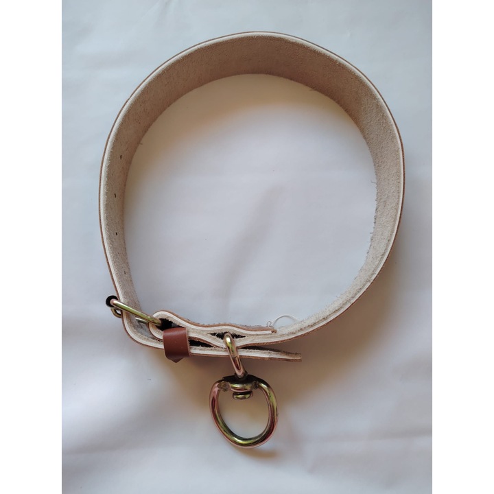 Zgarda pentru caini Ziko cu vartej, piele naturala, ajustabila, rezistenta, dimensiuni 80 x 4 cm