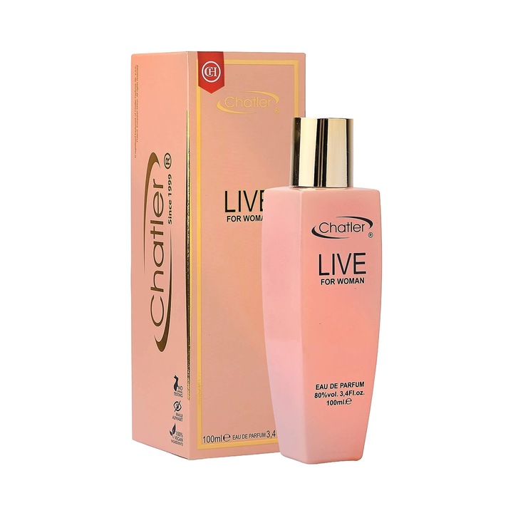 Női parfüm CHATLER Live Woman, Eau de Parfum, 100 ml, kaktuszvirág, rózsaszín frézia