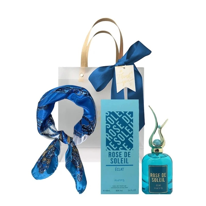 Set Rose De Soleil Eclat Riiffs, Eau de Parfum, Női, 100 ml + Szatén sál + Ajándéktáska