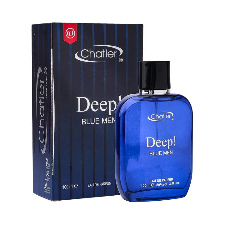 CHATLER Deep Blue Men férfi parfüm, Eau de Parfum, 100 ml, friss-aromás, elegáns