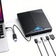 Външен DVD CD RW модул YOUKUKE®, USB-C хъб USB 3.0 порт, четец на SD карти, записвачка на дискове, DVD плейър за Wins10, лаптоп, компютър