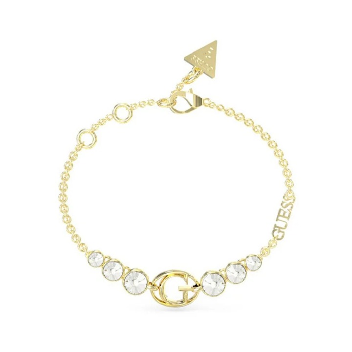 Bratara dama Guess JUBB03358JWYGL, inox, aurie cu pietre, marime standard L