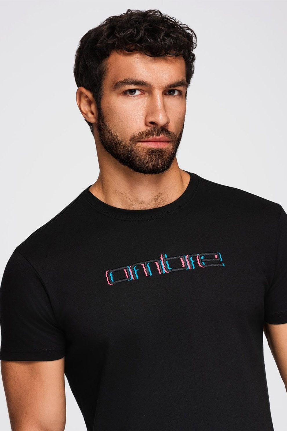 OMBRE, Tricou cu broderie logo, Negru, L