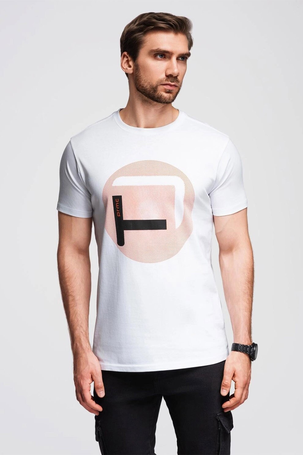 OMBRE, Tricou regular fit cu imprimeu grafic, Alb, 2XL