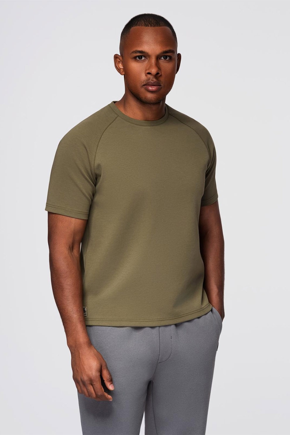 OMBRE, Tricou din amestec de bumbac cu maneci raglan, Kaki, 2XL