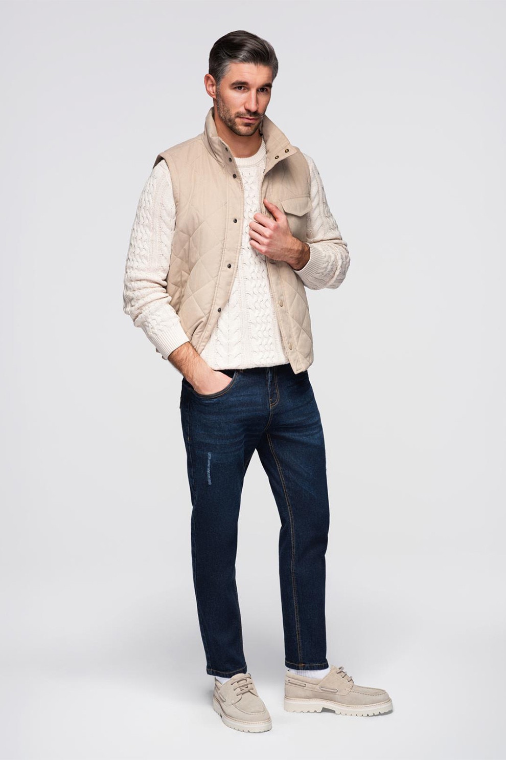 OMBRE, Blugi regular fit cu detalii deteriorate, Bleumarin, L