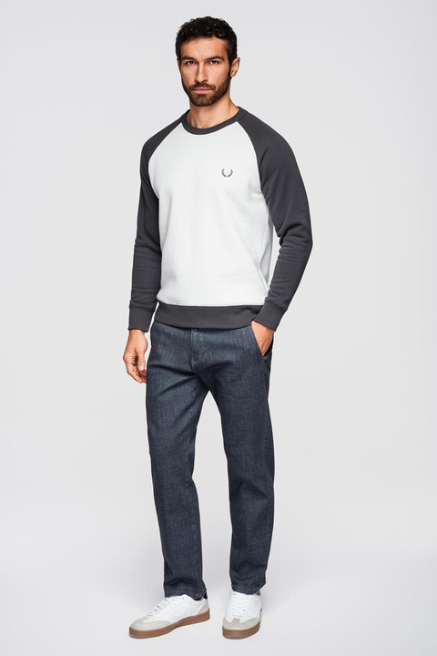 OMBRE, Bluza de trening regular fit cu maneci raglan, Alb/Gri antracit