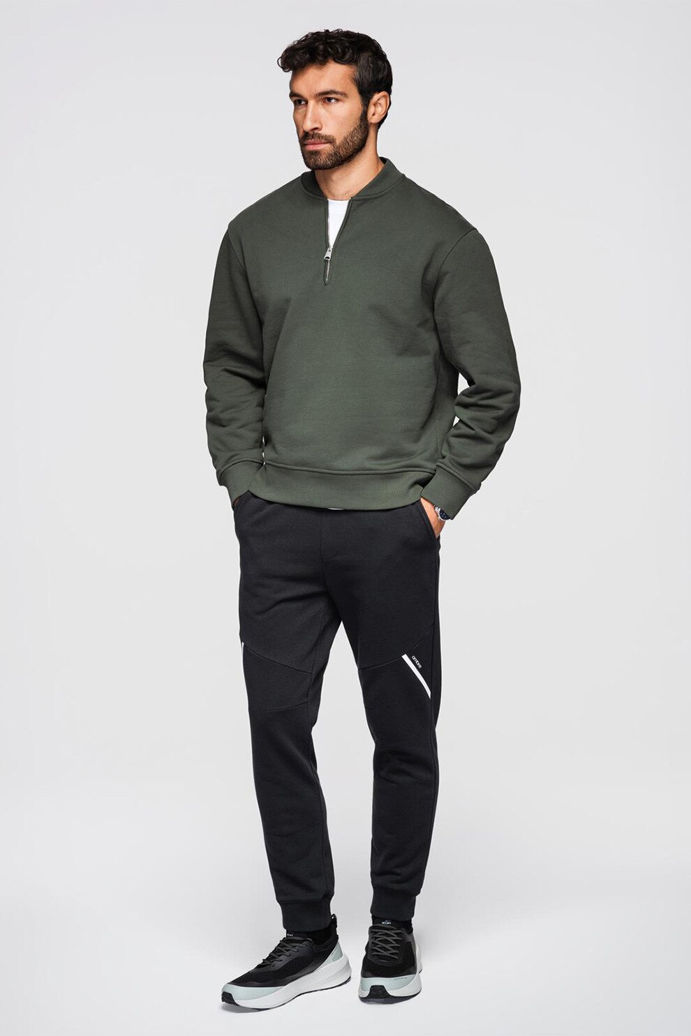 OMBRE, Pantaloni conici cu snur, Negru, M