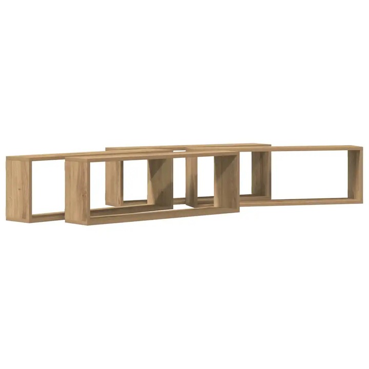 vidaXL Falpolcok polcokkal 4 pcs Művészi tölgy 80 x 15 x 26 cm Faanyag 862642