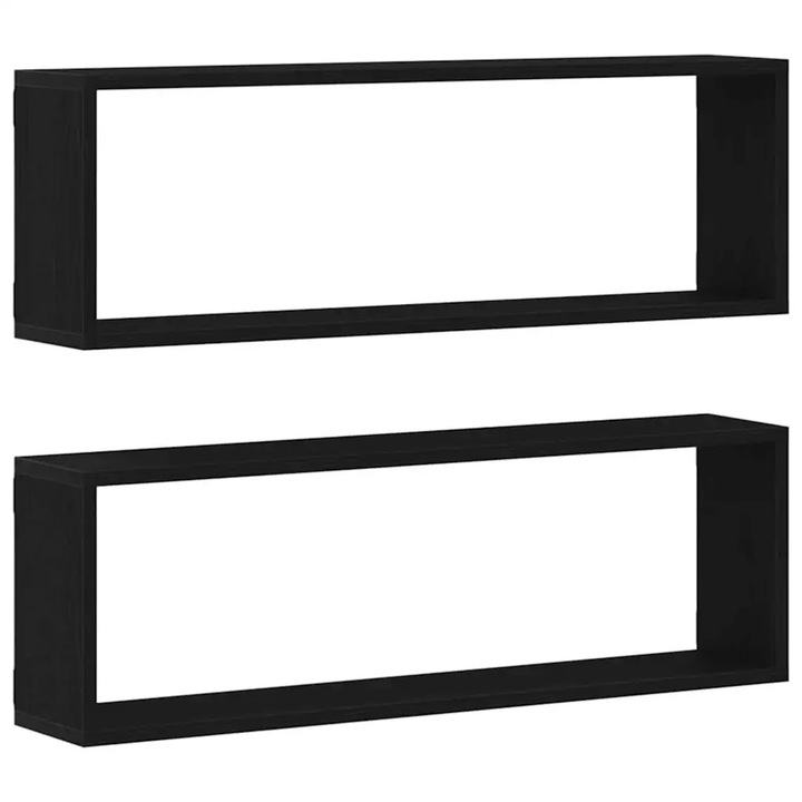 vidaXL Falpolcok polcokkal 2 pcs Fekete tölgy 80 x 15 x 26 cm Faanyag 862643