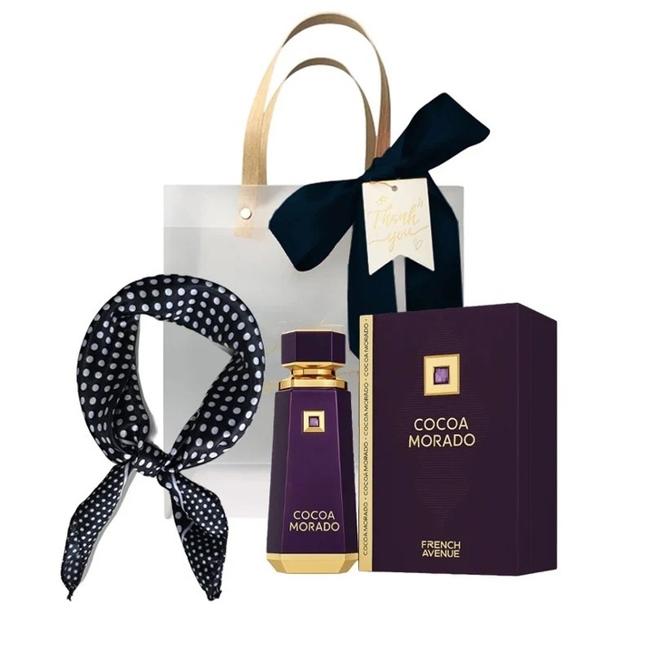 Apa de Parfum Cocoa Morado szett, French Avenue, Uniszex, 100 ml, Szatén sál, Táska