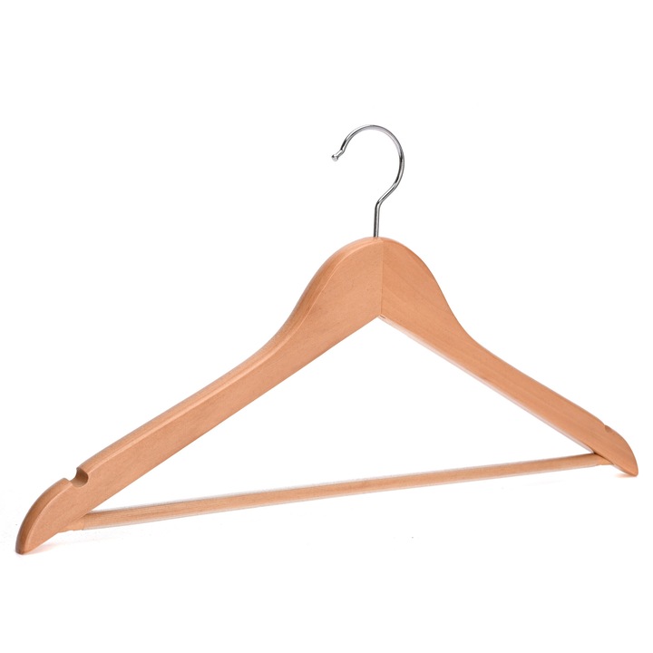 Set 100 bucati - UNICUTIL - Umeras de lux, din lemn natur cu carlig rotativ - ideal pentru costume, sacouri, camasi, bluze, jachete, paltoane, tricouri si pantaloni