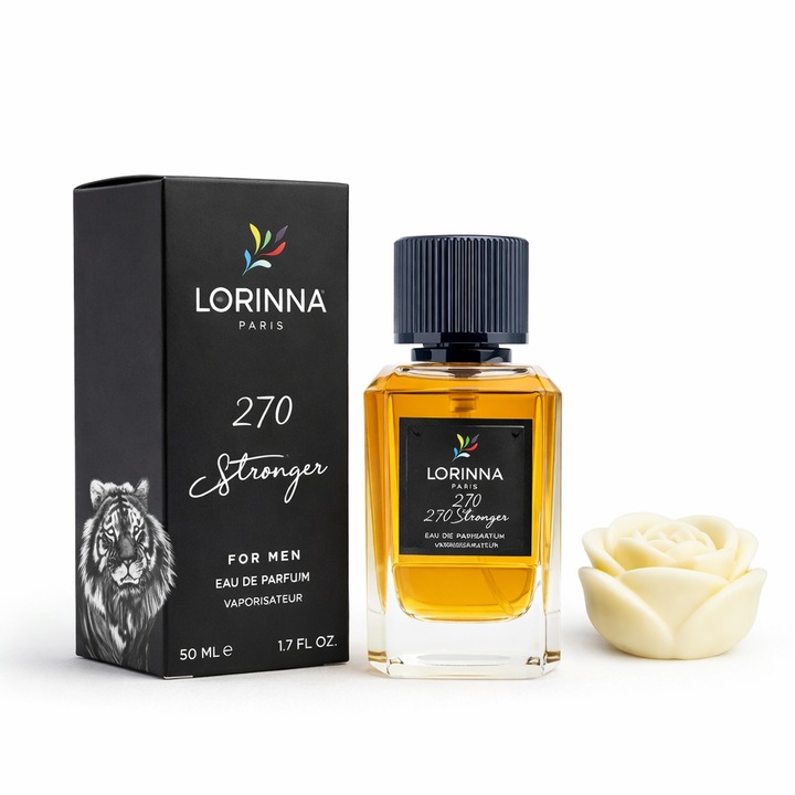 Set Apa de Parfum Lorinna Paris Parfum 270 Stronger, 50 ml, de barbat si lumanare parfumata