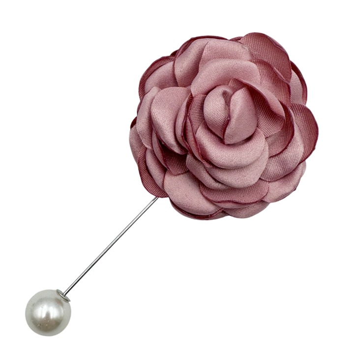 Brosa Floare PRAVALIA CU SURPRIZE, Roz-prafuit, 4x9 cm, ac de rever sau palarie