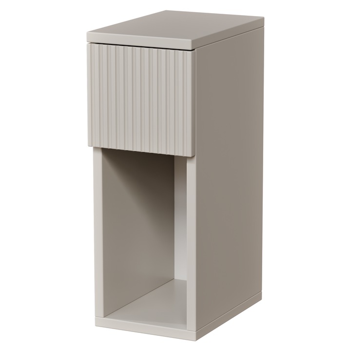 Noptiera minimalista, P&M Home, culoare cashmere, 20x30x53cm, cu raft, usor de montat