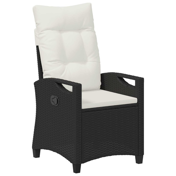 Set Scaun de gradina rabatabil vidaXL, Negru si Crem, 56 x 60 x 112 cm