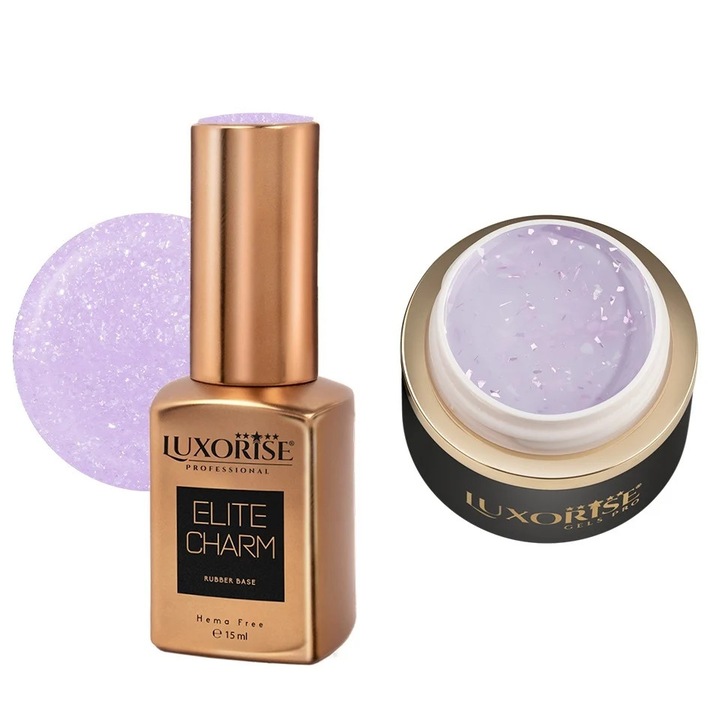 Комплект гел за изграждане и каучукова база, Orchid Bloom - LUXORISE