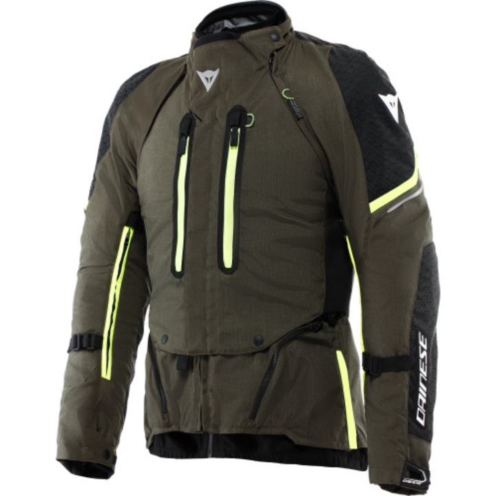 Jachetă moto Dainese Super Adventure Absoluteshell, Negru Fluo Galben, mărimea 52, impermeabilă, ventilată