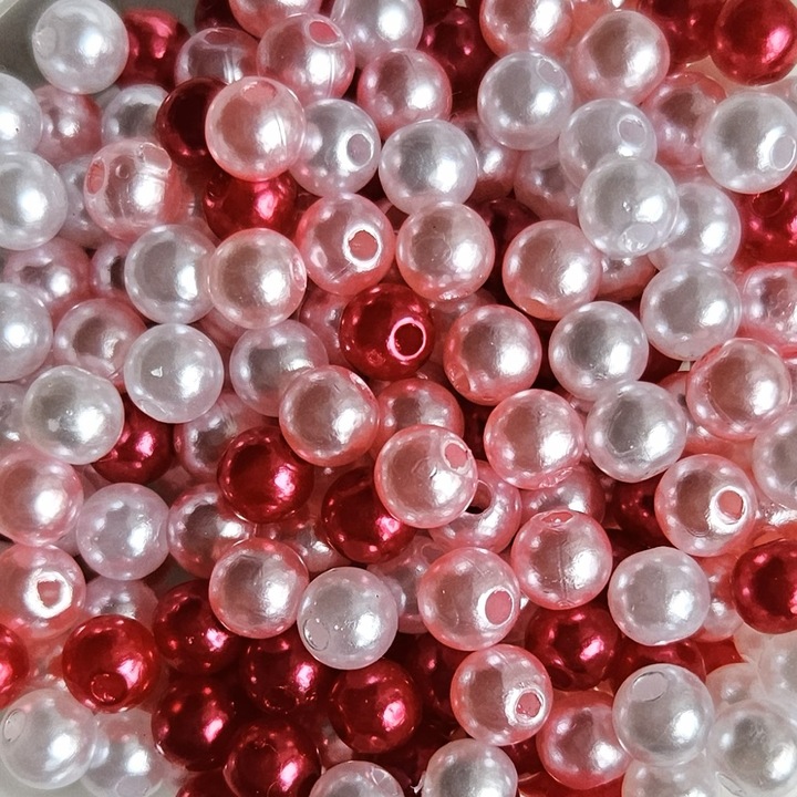 Margele plastic 5-6mm, mix nuante rosu, 300 buc