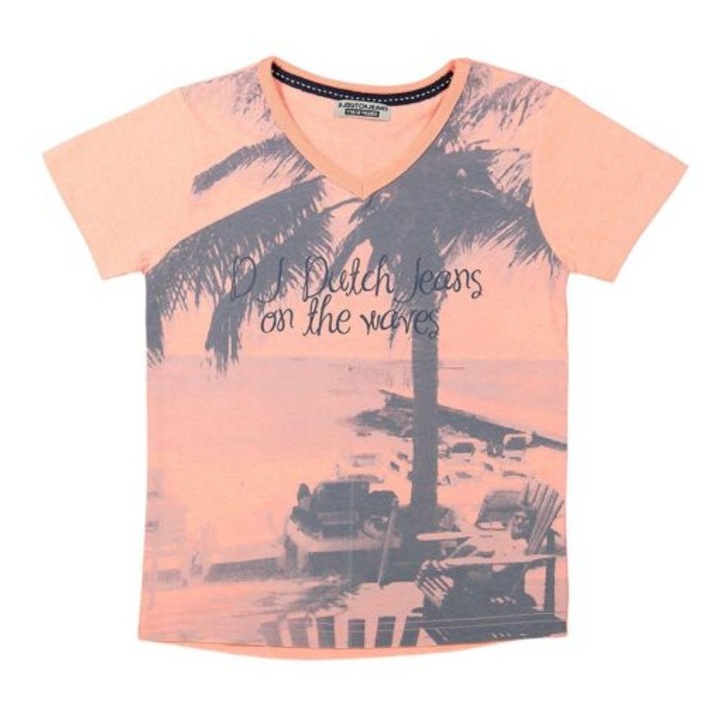 Fiú póló, DJDUTCHJEANS, V-nyakú, narancssárga, Narancssárga